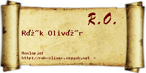 Rák Olivér névjegykártya